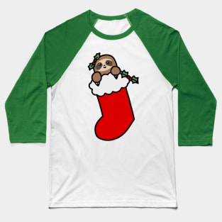 Christmas Stocking Sloth Baseball T-Shirt